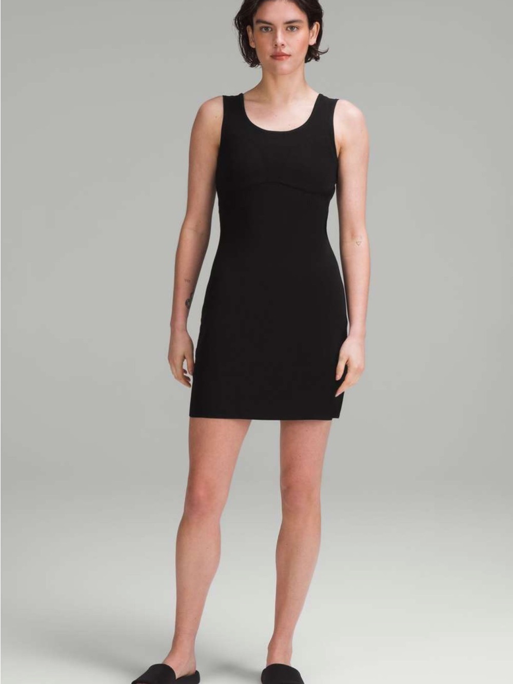 LULULEMON Women's Black Tight-Fit Knit Tank Mini Dress Small